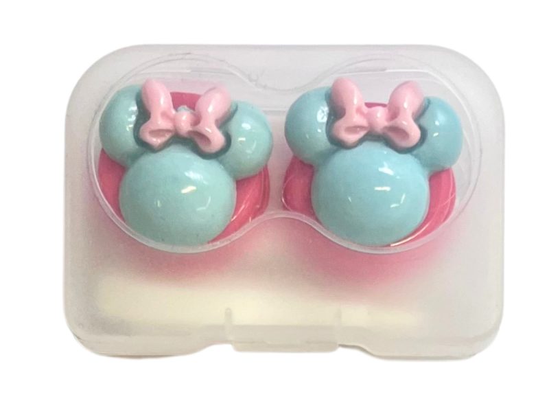 Minnie-figur kontaktlinsförvaringsset, Färg: rosa bas, turkos, rosa rosett