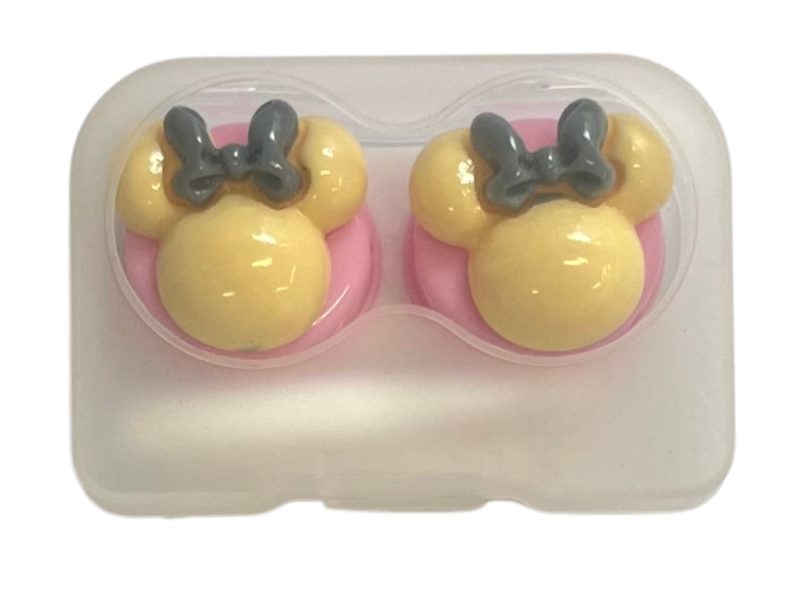 Minnie-figur kontaktlinsförvaringsset, Färg: rosa bas, gul, grå rosett