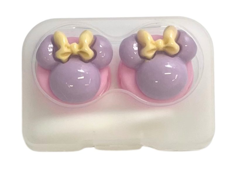 Minnie-figur kontaktlinsförvaringsset, Färg: rosa bas, lila, gul rosett
