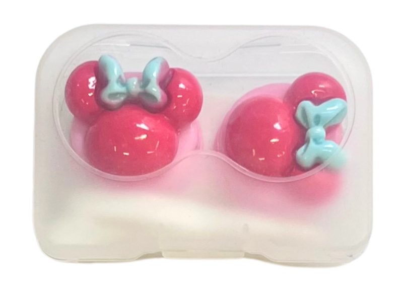 Minnie-figur, förvaringsset för kontaktlinser, Färg: rosa bas, röd, blå rosett