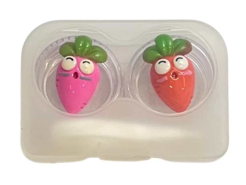 Förvaringsset för kontaktlinser med morotsfigur, Färg: orange, rosa