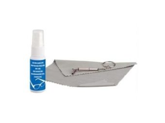   Alkoholhaltig glasögonrengöringsspray (20 ml) + våtservetter + skruvmejsel